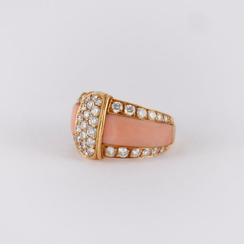 Bague 50.5 Van Cleef & Arpels - Bague vintage Diamants Jade rose 58 Facettes