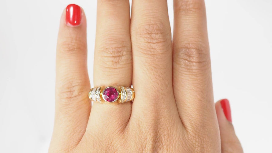 Bague 53.5 Bague jonc rubis naturel & diamants 58 Facettes 32276