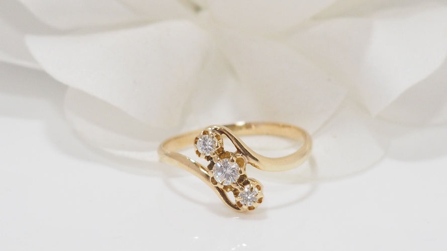 Bague 58 Bague Trilogie En Or Jaune Et Diamants 58 Facettes 32192