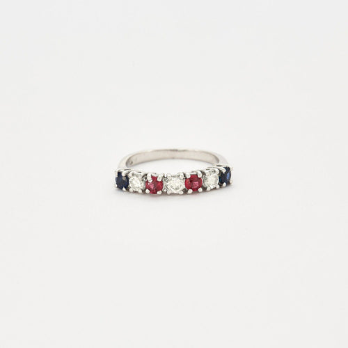Bague 53 Bague Jarretière Saphirs Diamants Rubis 58 Facettes EL2-132