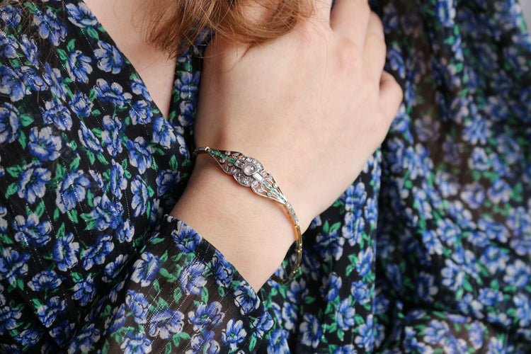 Bracelet Bracelet diamants et émeraudes 58 Facettes 520