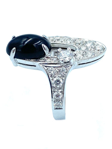 Bague BVLGARI. Bague Elisia or blanc diamants et onyx 58 Facettes