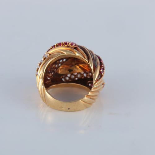 Bague 51 Bague rubis diamants or jaune 58 Facettes