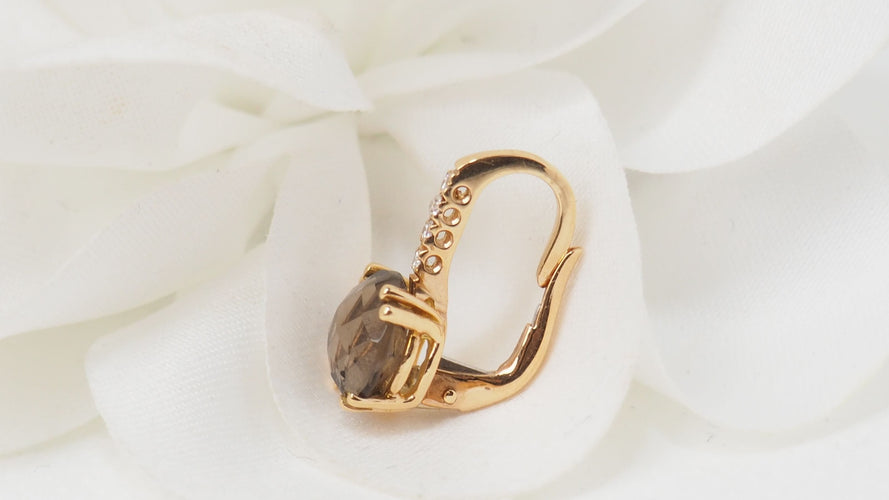 Boucles d'oreilles 16mm Boucles d'oreilles Or rose Quartz fumé Diamants 58 Facettes 30348