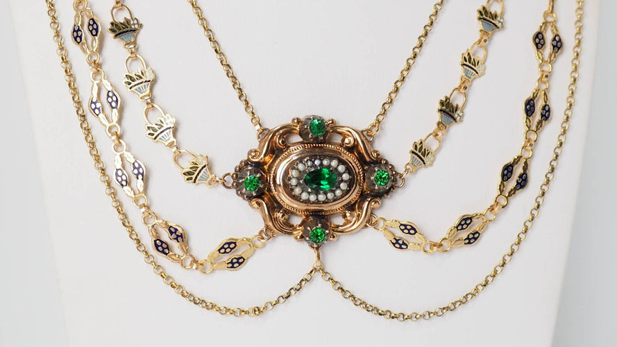 Collier Collier en or émaillé et perles fines 58 Facettes 32174