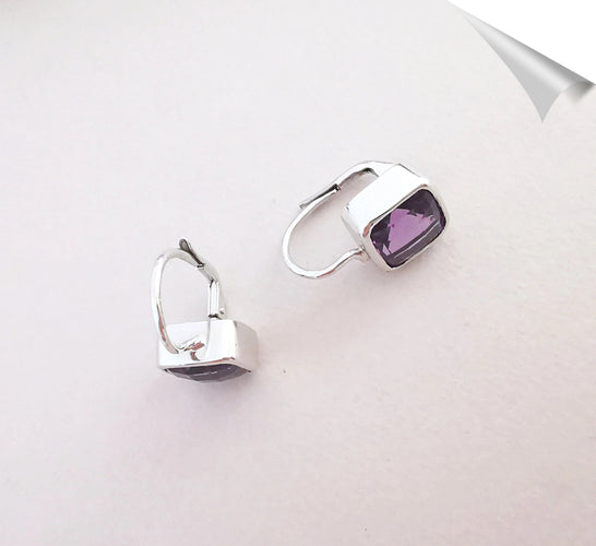 Boucles d'oreilles Boucles d'oreilles Dormeuses Pendantes Améthystes 58 Facettes AB 1082