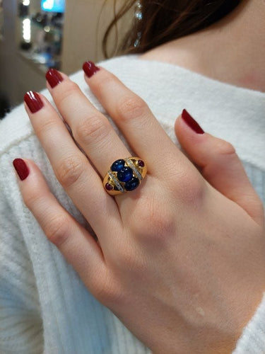 Bague BAGUE SAPHIR RUBIS DIAMANTS 58 Facettes 074351