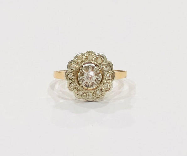 Bague 57 Bague fleur ancienne diamants 58 Facettes