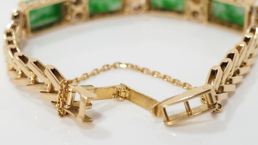 Bracelet Bracelet Vintage Or Jaune Diamants Jade 58 Facettes 31739