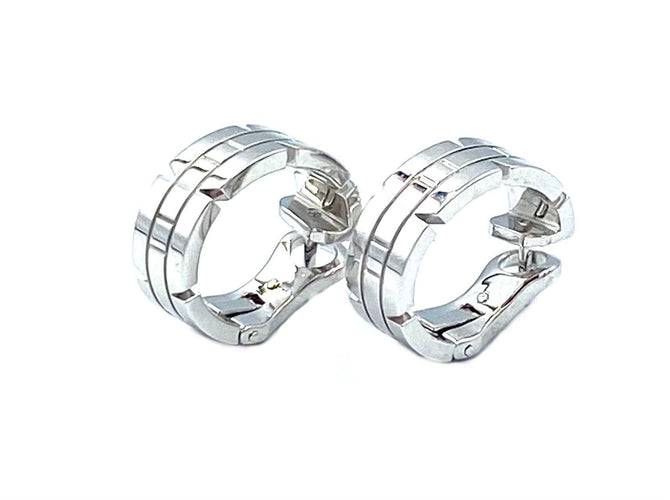 Boucles d'oreilles Cartier. Collection Tank Française, Boucles d'oreilles or blanc 58 Facettes