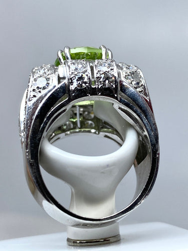 Bague 51 Bague Art Déco Platine diamants et péridot 58 Facettes