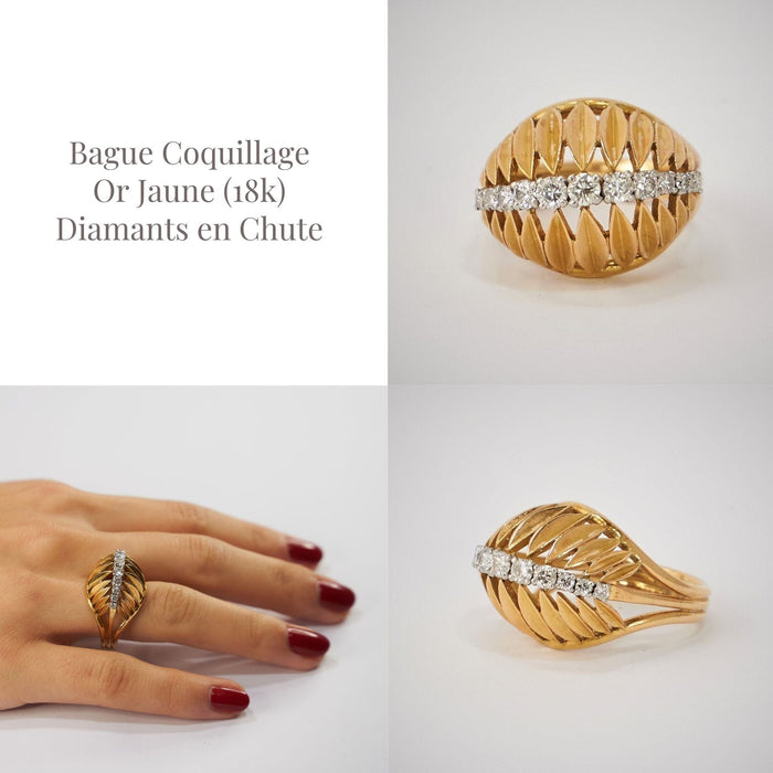 Bague Bague Vintage Coquille, Diamants 58 Facettes LOT 3804