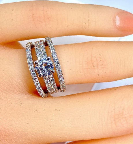 Bague 52 Bague diamant 0.74ct pavage diamants 58 Facettes AB253