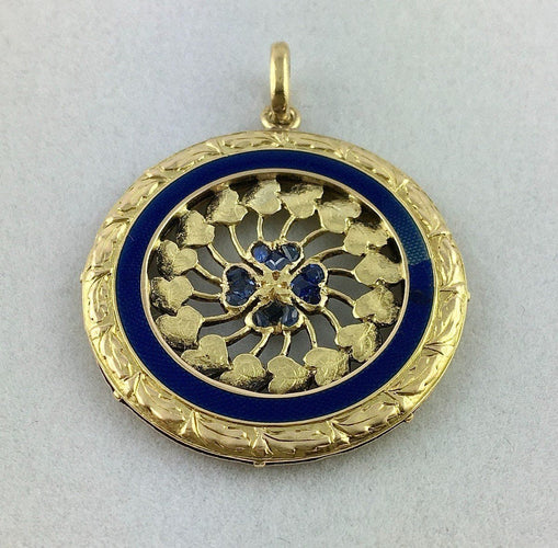 Pendentif Pendentif Belle époque Email et motifs coeurs 58 Facettes