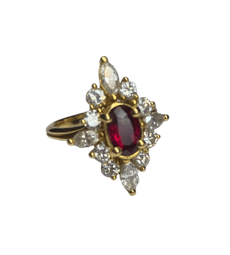 Bague 53 BAGUE MARQUISE RUBIS DIAMANTS 58 Facettes