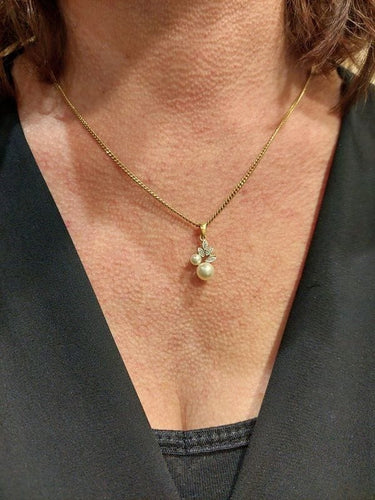 Pendentif Pendentif 2 Ors Perles Diamants 58 Facettes 079151