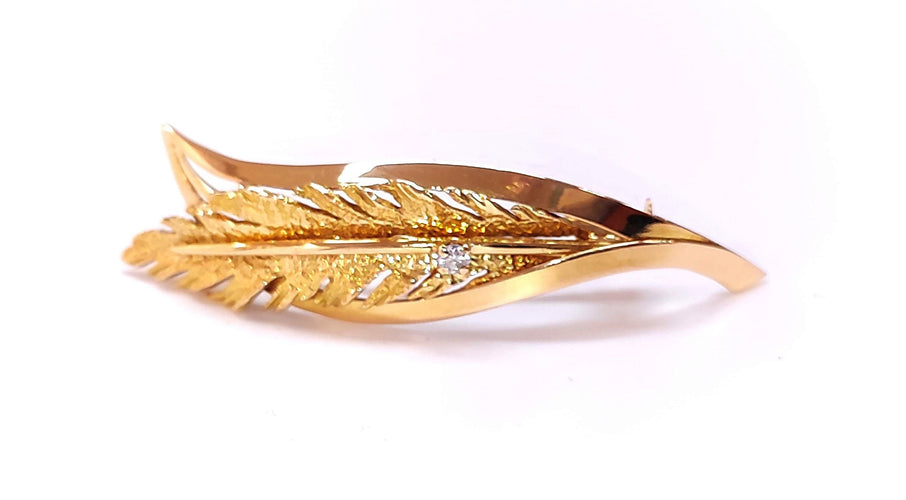 Broche Broche feuille en or jaune 58 Facettes RA-615/3