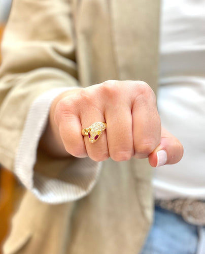 Bague 57 Bague tête de panthère pierres 58 Facettes