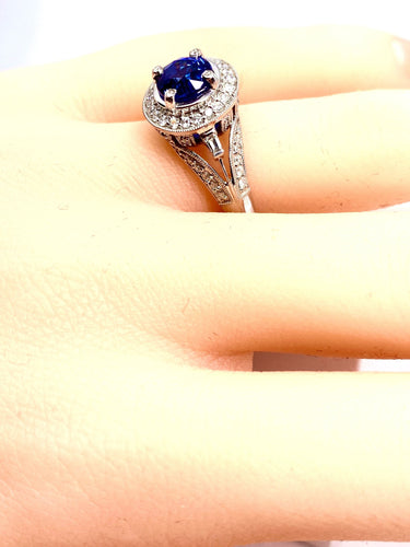 Bague 54 Bague cocktail saphir diamants 58 Facettes AB153