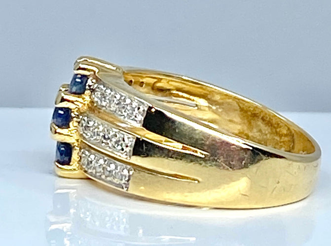 Bague Bague jonc 3 saphirs diamants 58 Facettes AB 154