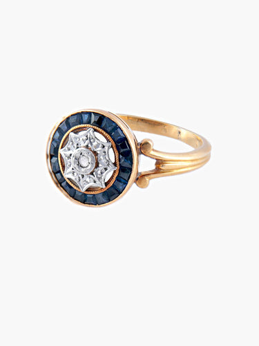 Bague Bague Ancienne 2 Ors Saphirs Diamant 58 Facettes