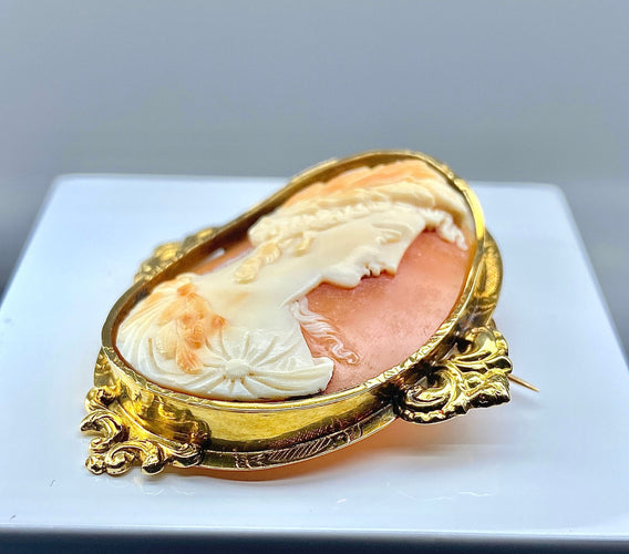 Broche Broche or jaune camée coquille vers 1850 58 Facettes AB302
