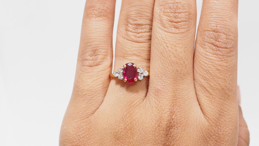 Bague 58 Bague or jaune rubis diamants 58 Facettes 32350