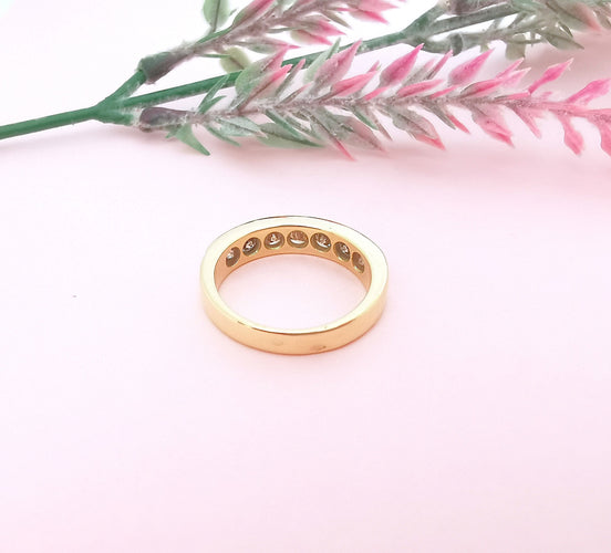 Bague 54 Demi Alliance Diamants 0,70 carat Or Jaune 58 Facettes AA 1612