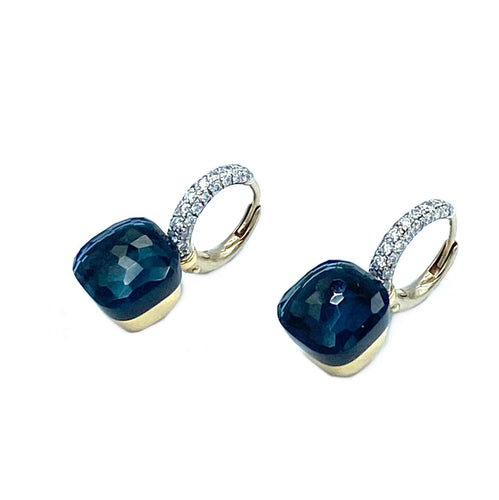 Boucles d'oreilles POMELLATO. Boucles d’oreilles topazes Blue London et diamants 58 Facettes