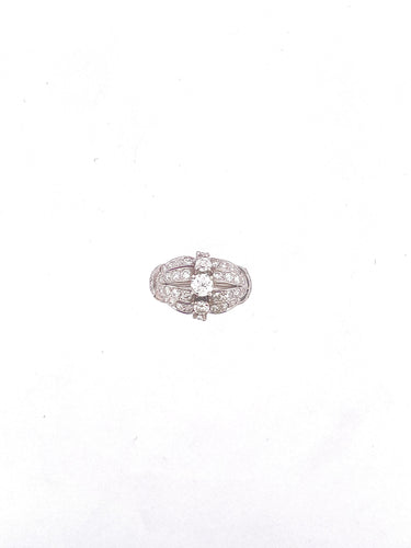 Bague 55 Bague Art Déco platine et diamants 58 Facettes