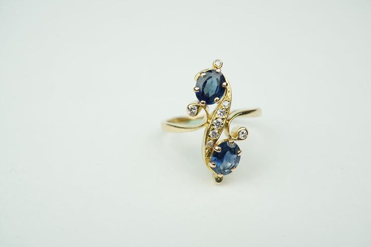 Bague Bague Toi & Moi or jaune saphirs et diamants 58 Facettes SQ 5226744