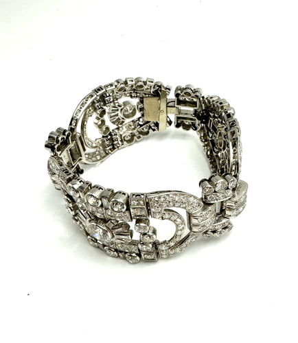 Bracelet Bracelet Art-Déco Or blanc Diamants,. 58 Facettes