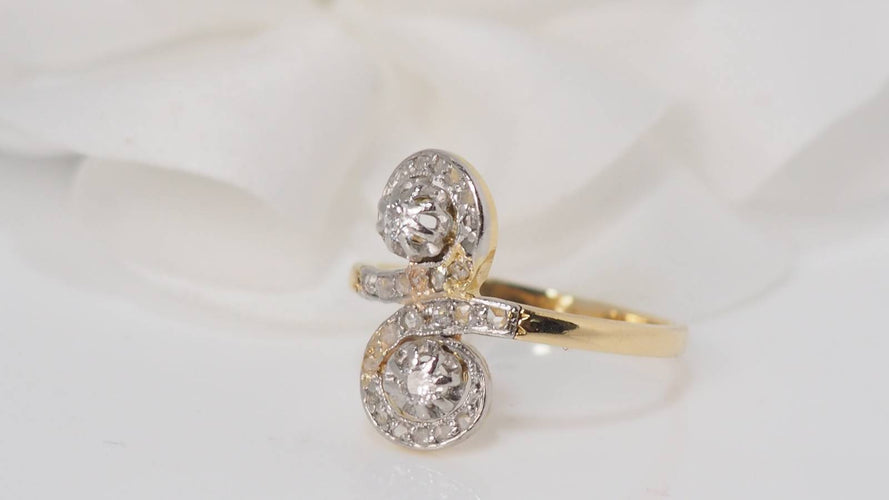 Bague 54.5 Bague Toi et moi en or bicolore et diamants 58 Facettes 31140