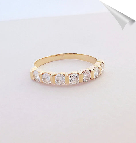 Bague Bague Demi Alliance Diamants Or Jaune 58 Facettes AB 1084