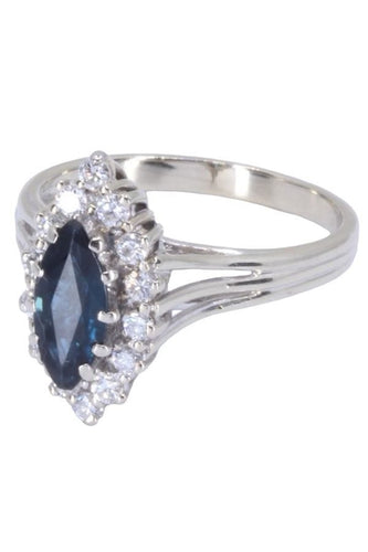 Bague 57 BAGUE MARQUISE OR JAUNE SAPHIR ET DIAMANTS 58 Facettes 077511