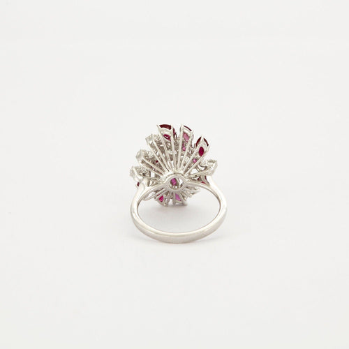Bague 52 Bague Or  blanc Diamants Rubis 58 Facettes