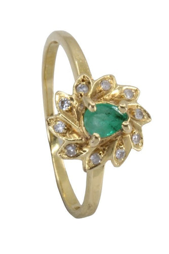Bague 50 BAGUE MARGUERITE ÉMERAUDE ET DIAMANTS 58 Facettes 058711