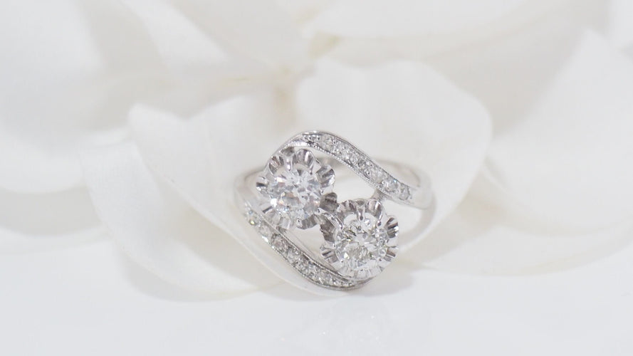 Bague Bague Toi & Moi en platine et diamants 58 Facettes 31762