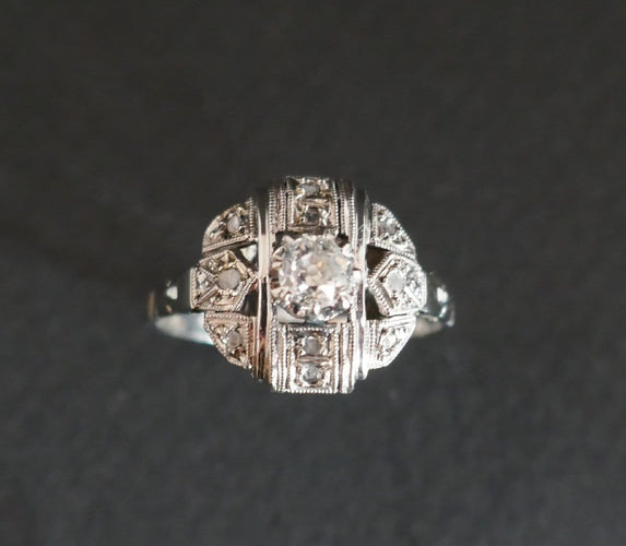 Bague 56 Bague Art Déco Diamants 58 Facettes