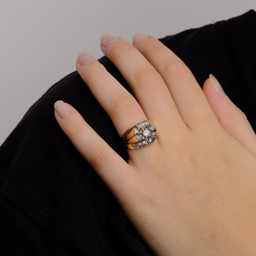 Bague 55 Bague Tourbillon or rose Platine Diamants 58 Facettes 1