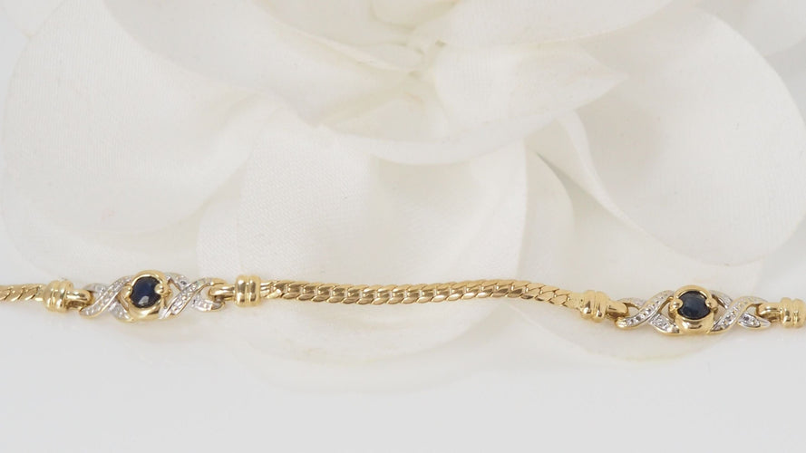 Bracelet 18.5cm Bracelet en Or Jaune & Saphirs 58 Facettes 32141