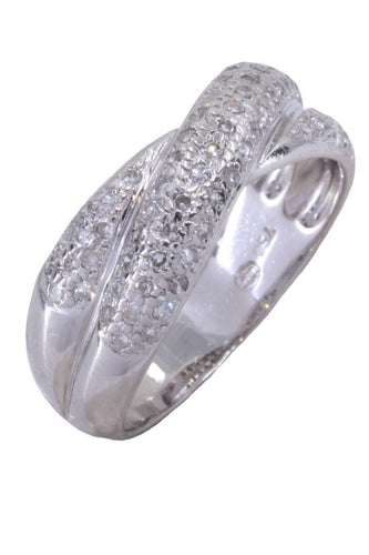 Bague 57 BAGUE ENTRELACÉE OR BLANC DIAMANTS 58 Facettes 078321