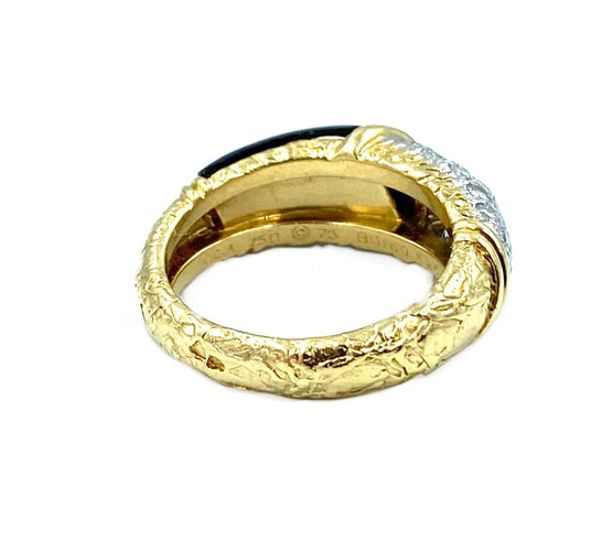 Bague Van Cleef & Arpels. Bague or, platine, onyx et diamants 58 Facettes