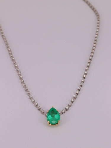 Collier Collier Tennis émeraude et diamants 58 Facettes 173