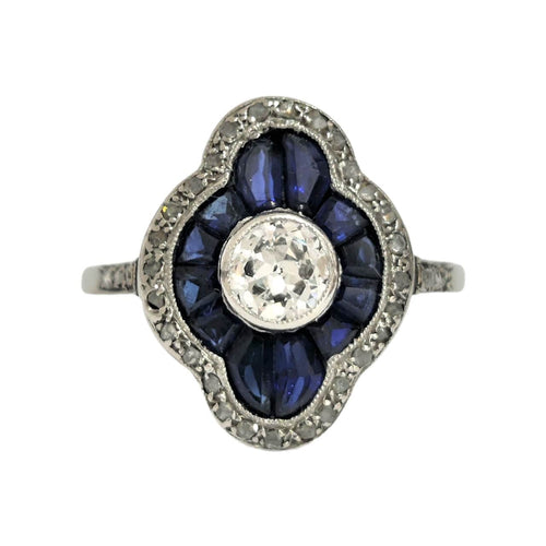 Bague 57 Bague Art Déco saphirs diamant 58 Facettes 1-1181/1