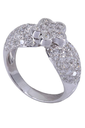 Bague 56 BAGUE FLEUR OR BLANC PAVAGE DIAMANTS 58 Facettes 078341
