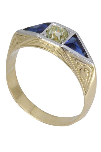 Bague BAGUE ART DÉCO SAPHIRS ET DIAMANTS 58 Facettes 059611