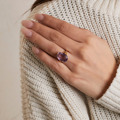 Bague 58 Bague Améthyste ovale 58 Facettes