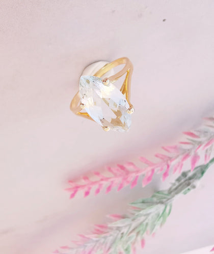 Bague Bague Aigue-marine Or Jaune 58 Facettes AA 1481