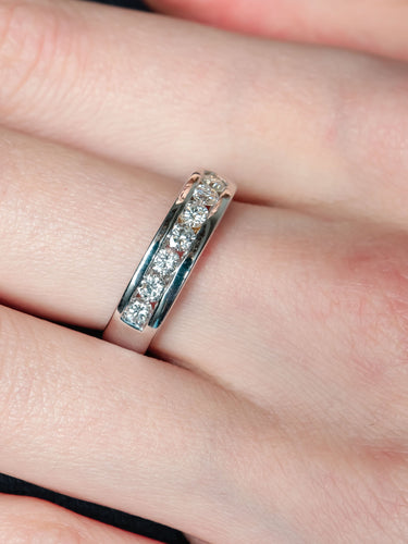 Bague 52 Alliance Demi-Tour 7 Diamants 58 Facettes